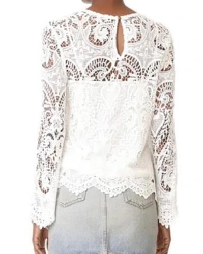 NWTD WAYF SMALL Lenox White Lace Long Sleeve Top 135674