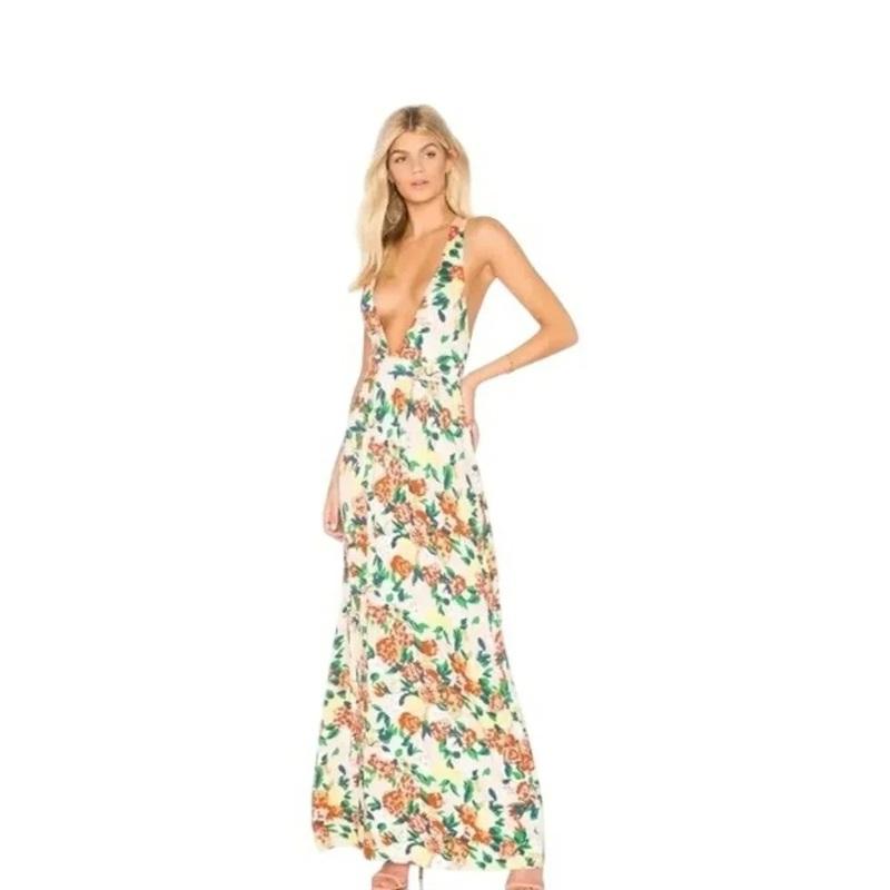 NWPT Clayton S Deep V Floral Maxi Dress Sleeveless 135686