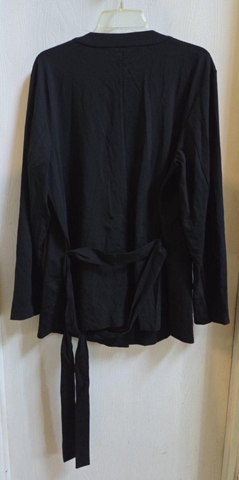 NWT Capsule 121 2x V Neck Collarless Tie Front Blazer Jacket Black 135687