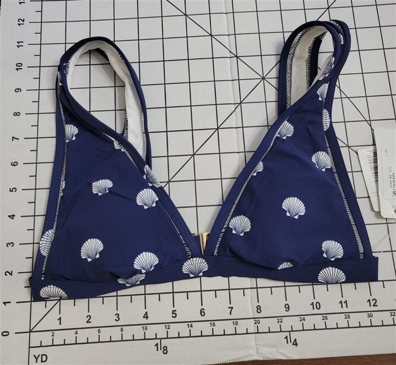 NWT Anne Cole XS What The Shell Blue White Seashells Print Bikini Top 135697