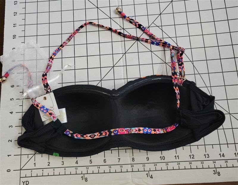 NWT Anne Cole XS Fleetwood Stevie Bandeau Black Floral Print Bikini Top 135698