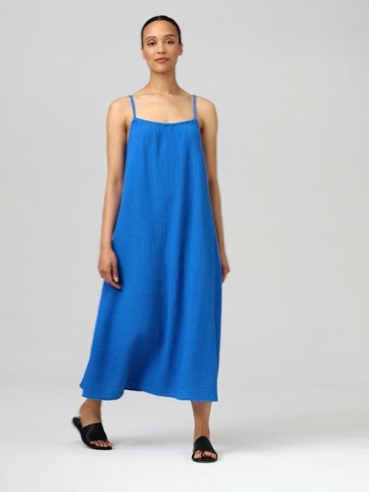PO Eileen Fisher S Midi Cami Sun Dress Crinkle Gauze 135700