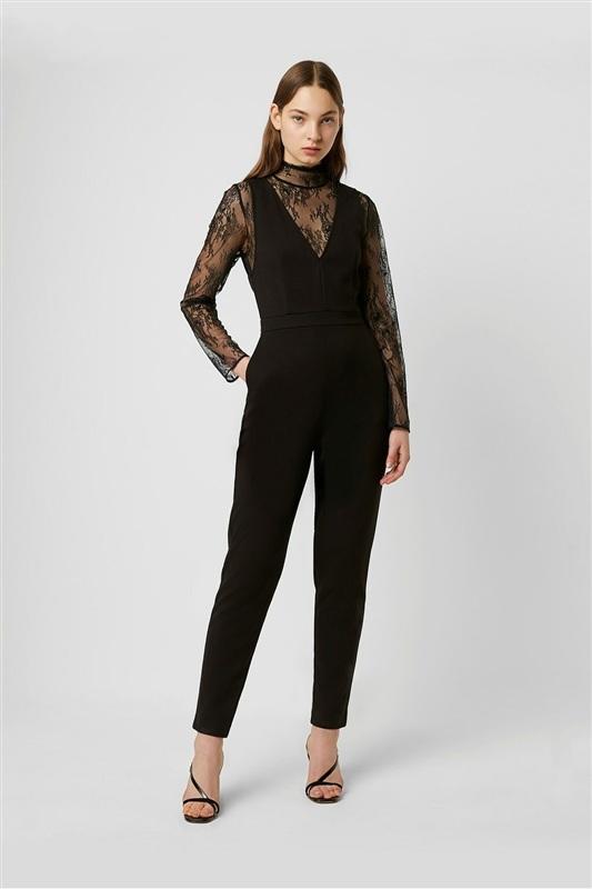 NWT Free People French Connection 0 Tabetha Lula Black Lace Jumpsuit 135704