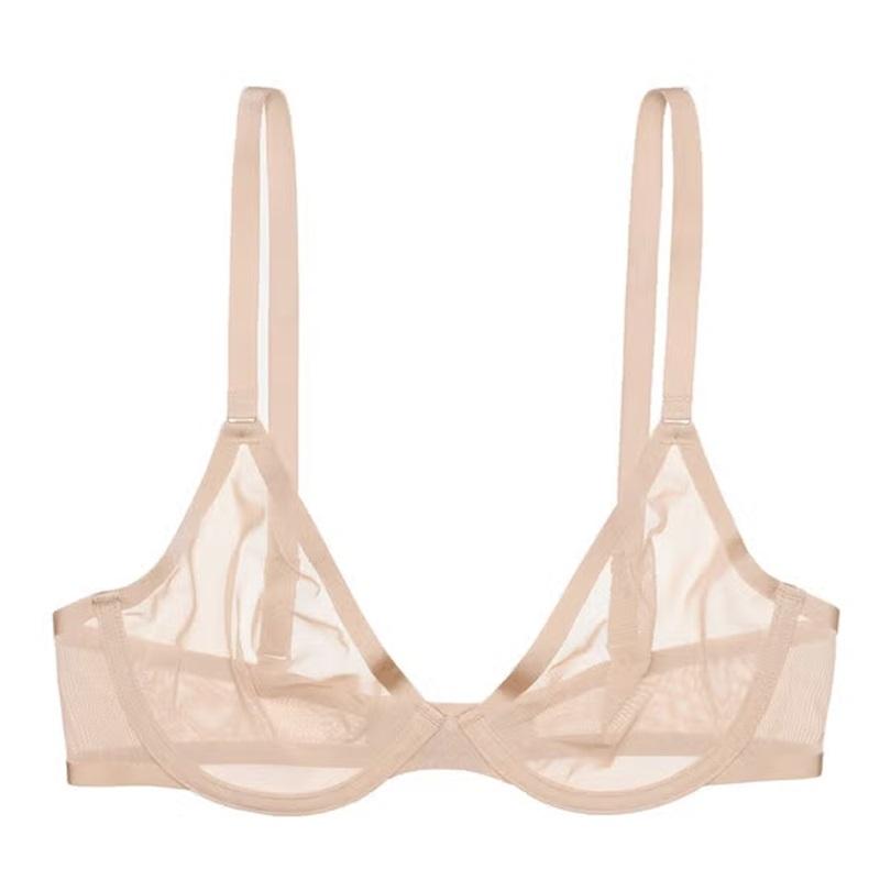 NWOT CUUP 32D The Plunge Mesh Ivory Sheer Underwire Bra 135707