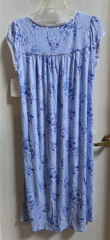 NWt Eileen West Small Cap Sleeve Lace-Trim Waltz Nightgown Blue White 135708
