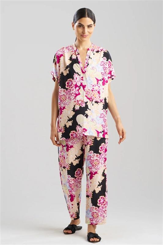 NWT Natori S Geisha Garden Pajama V Neck Top Pull On Bottom 135710