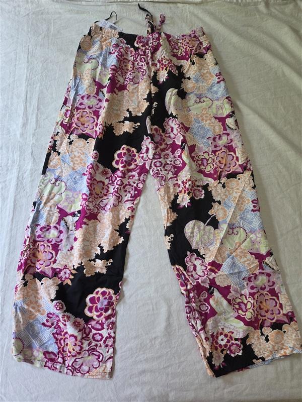 NWT Natori S Geisha Garden Pajama V Neck Top Pull On Bottom 135710
