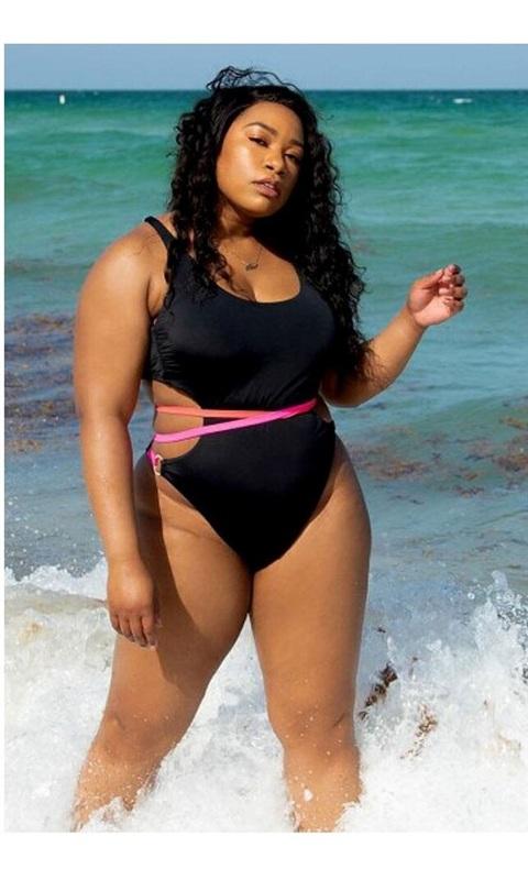 NWT Ashley Graham 14 Swimsuits For All Throwback Monokini 1pc 135719