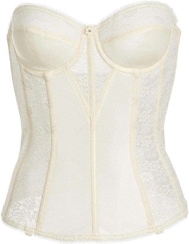 NWT DOMINIQUE 44F Colette Lace Corset Bridal Longline Bra 8949 Ivory 135720
