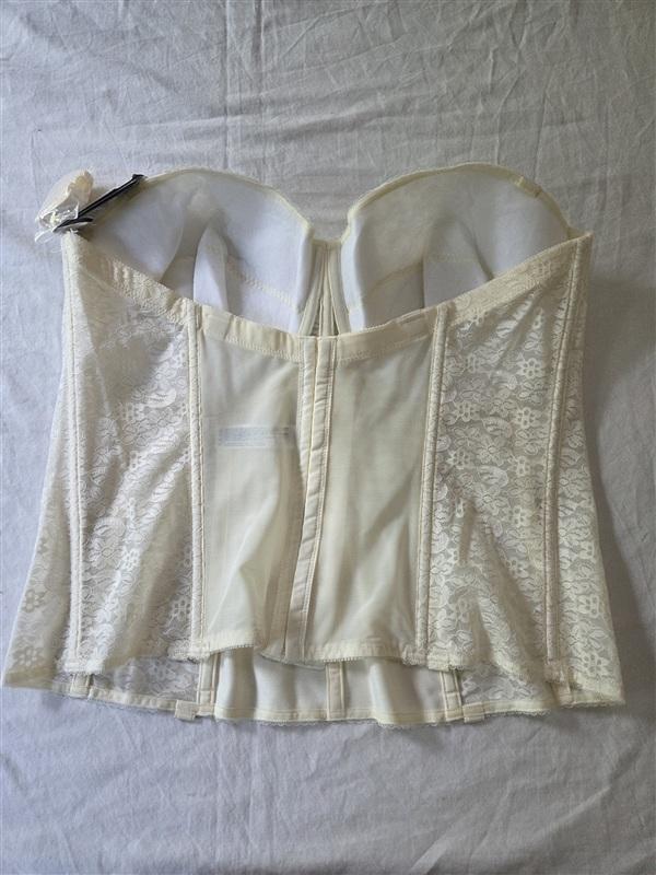 NWT DOMINIQUE 44F Colette Lace Corset Bridal Longline Bra 8949 Ivory 135720