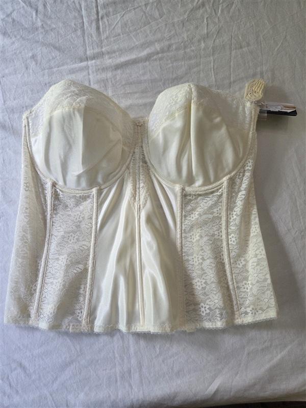 NWT DOMINIQUE 44F Colette Lace Corset Bridal Longline Bra 8949 Ivory 135720