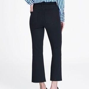 NWT Spanx M Raw Hem Cropped Flare Jeans Black 135728