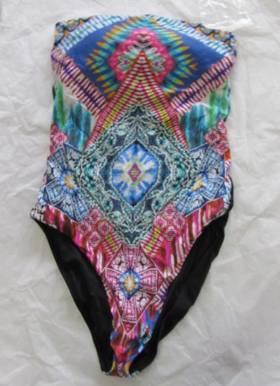 NWOT PilyQ Small Ikat Bandeau One Piece Swimsuit 135730
