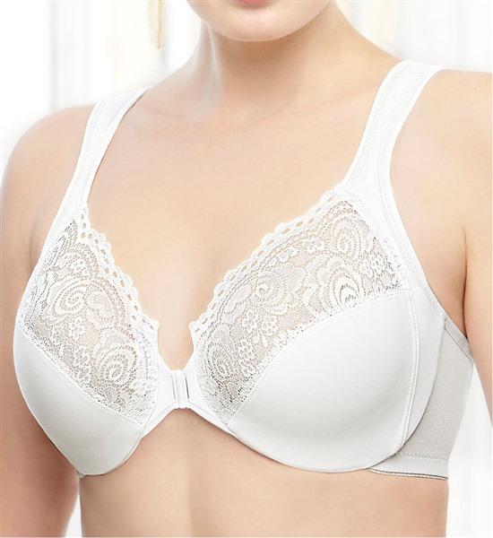 NWOT Glamorise 34D Elegance Front Close Underwire Bra 1245 White 135736