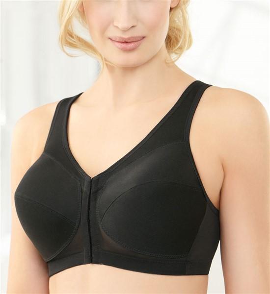NWOT Glamorise 44F Magic Lift Posture Back Black #1265 Front Close Bra 135742