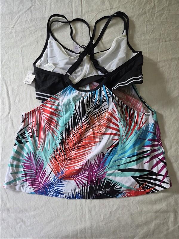 NWTD Jag 36D/DD Multi Tropical Crisscross Back Tankini Swim Top 135757
