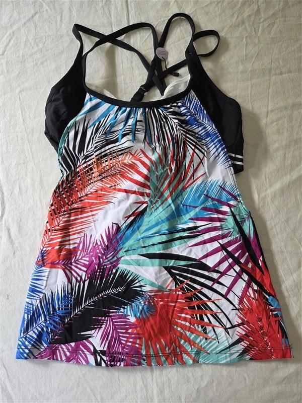 NWTD Jag 36D/DD Multi Tropical Crisscross Back Tankini Swim Top 135757