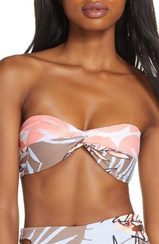 NWT Maaji L Ipanema Sunset Bandeau Top Pink Orange 135759