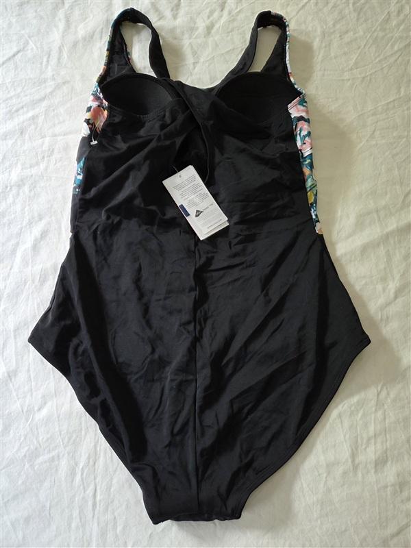 NWT Swimsuits For All 16 Floral Lily Maillot 1PC Swim Black Peach Green 135762