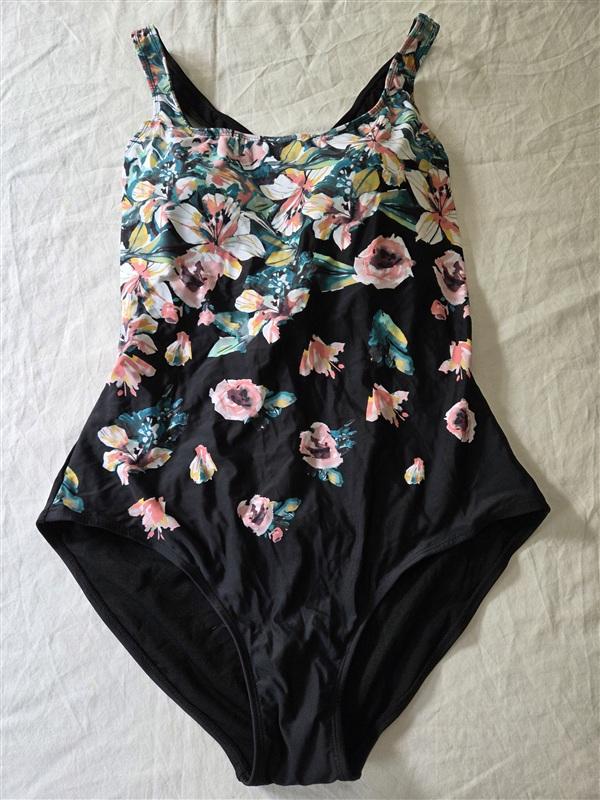 NWT Swimsuits For All 16 Floral Lily Maillot 1PC Swim Black Peach Green 135762