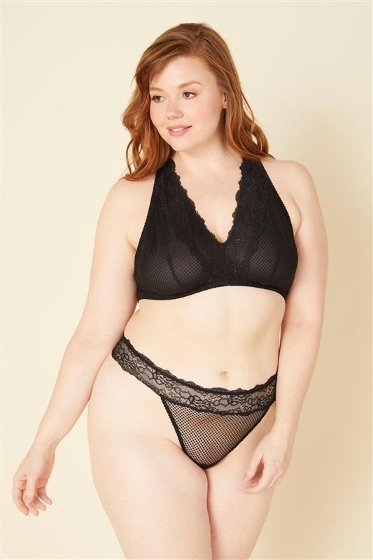 NWT Cosabella 2X Amore Darling Plus Size Thong Sheer Lace Black 135787