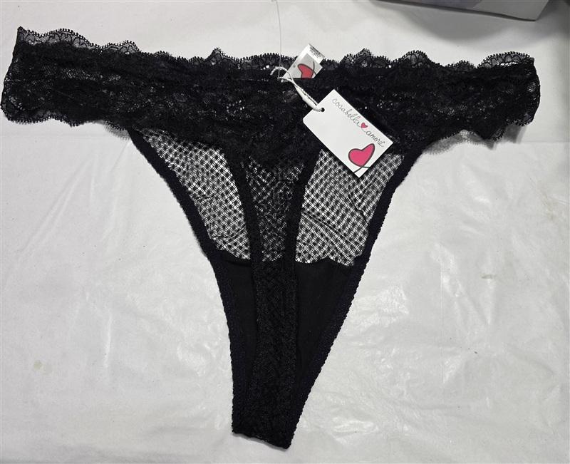 NWT Cosabella 2X Amore Darling Plus Size Thong Sheer Lace Black 135787