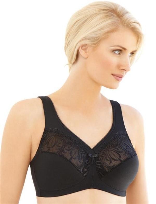 NWOT Glamorise 38F Magic Lift Soft Cup Wireless Bra 1016 Black 135811
