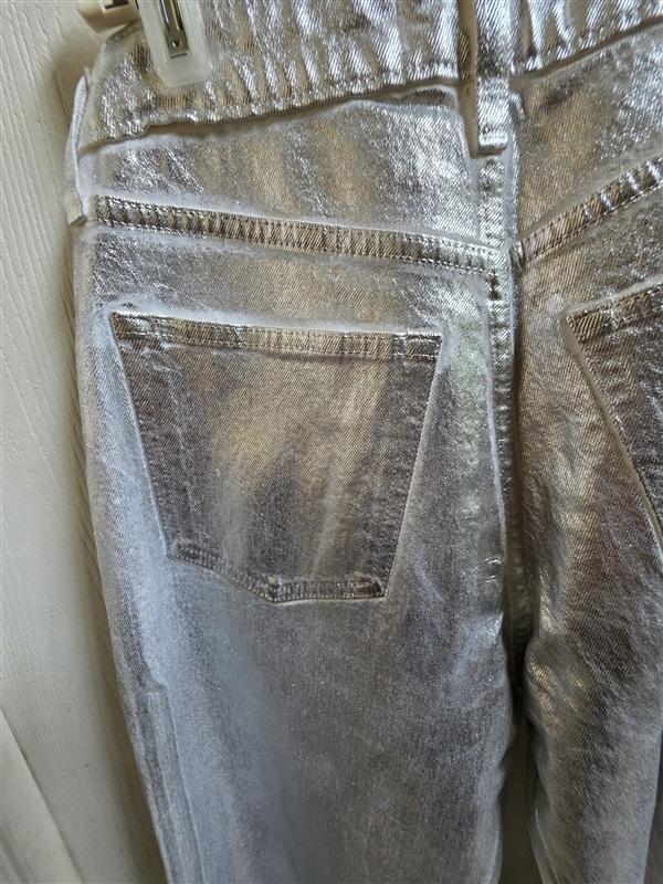 NWT Abercrombie & Fitch 90's High-Rise Curve Love Silver Metallic Jeans 135837