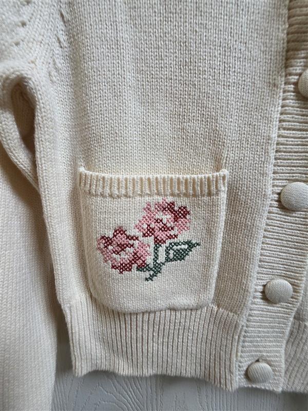 NWT Jessica Simpson S Ribbed Knit Cropped Cardigan Sweater Cross Stich 135838