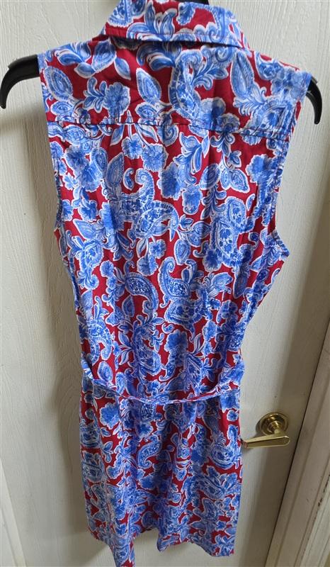 NWT Tommy Hilfiger 10 Paisley Sleeveless Shift Dress Red Blue 135839