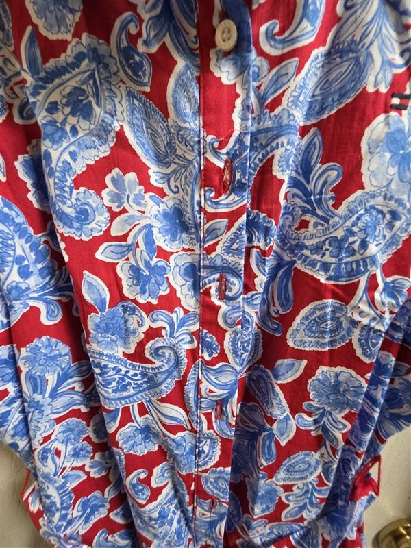 NWT Tommy Hilfiger 10 Paisley Sleeveless Shift Dress Red Blue 135839