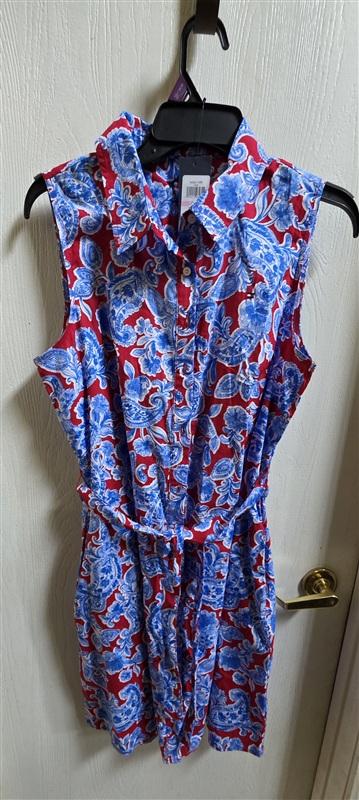 NWT Tommy Hilfiger 10 Paisley Sleeveless Shift Dress Red Blue 135839