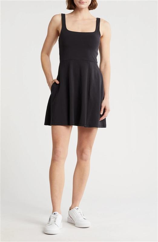 NWT Beyond Yoga XL Charmed Fit Flare Mini Dress Black Pickle Ball Tennis 135841