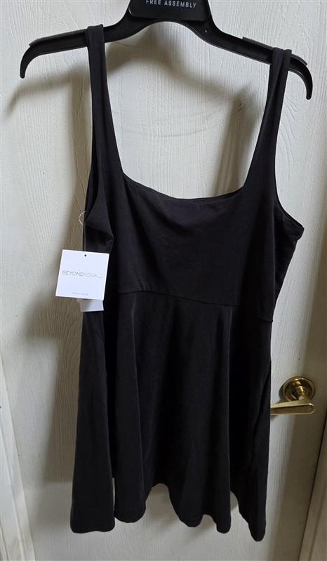 NWT Beyond Yoga XL Charmed Fit Flare Mini Dress Black Pickle Ball Tennis 135841