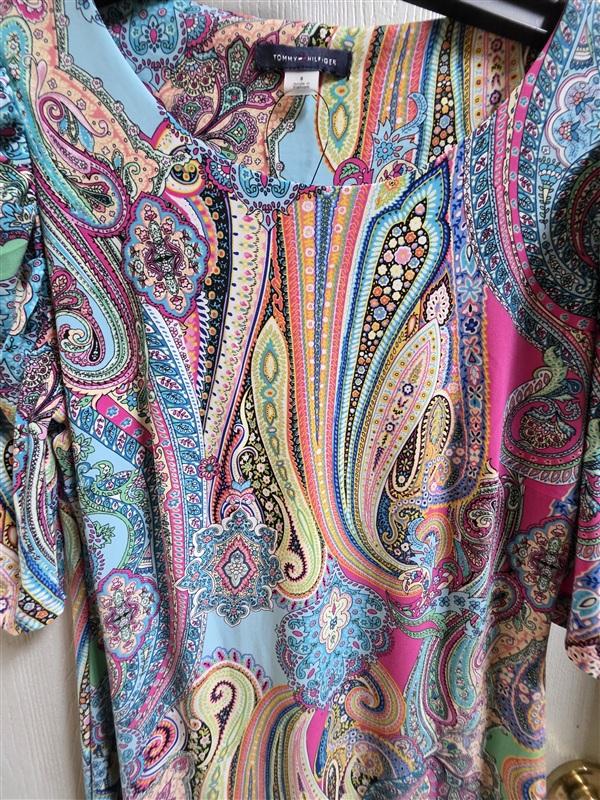 NWT Tommy Hilfiger 8 Paisley Stretched 3/4 Sleeve Shift Dress 135847