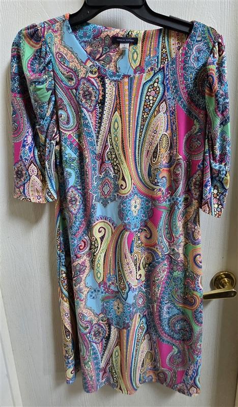 NWT Tommy Hilfiger 8 Paisley Stretched 3/4 Sleeve Shift Dress 135847