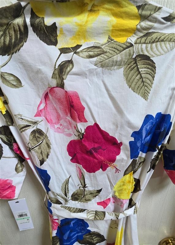 NWT Calvin Klein 8 Cotton Poplin Floral Print Tiered Dress 135850