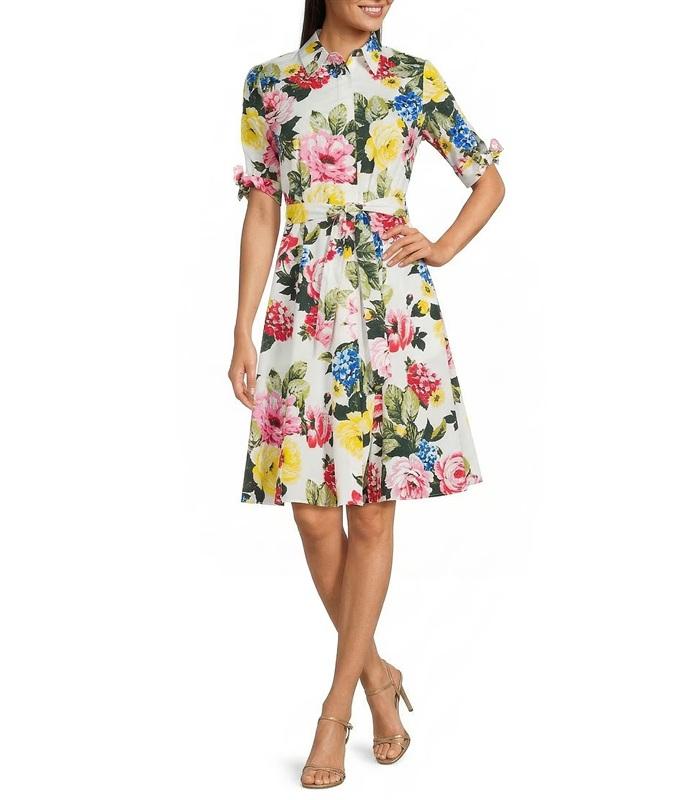 NWT Calvin Klein 6 Cotton Poplin Floral Print Tiered Dress 135851
