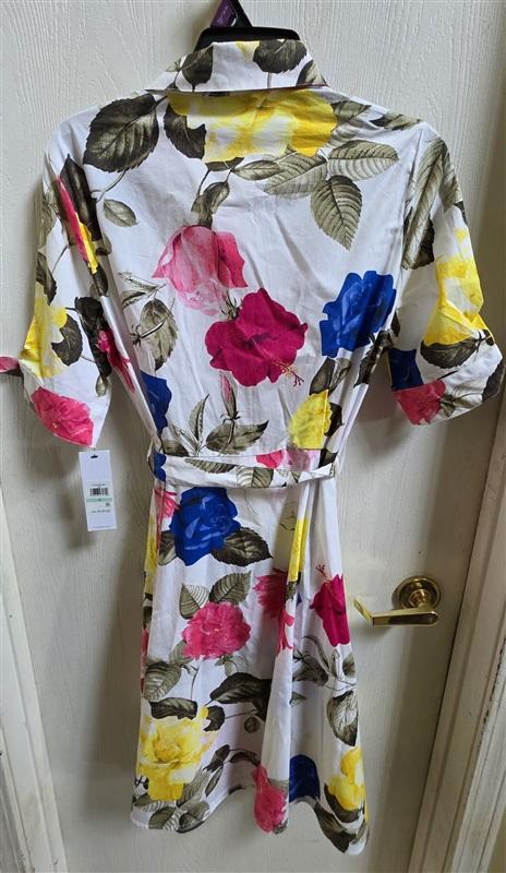 NWT Calvin Klein 6 Cotton Poplin Floral Print Tiered Dress 135851