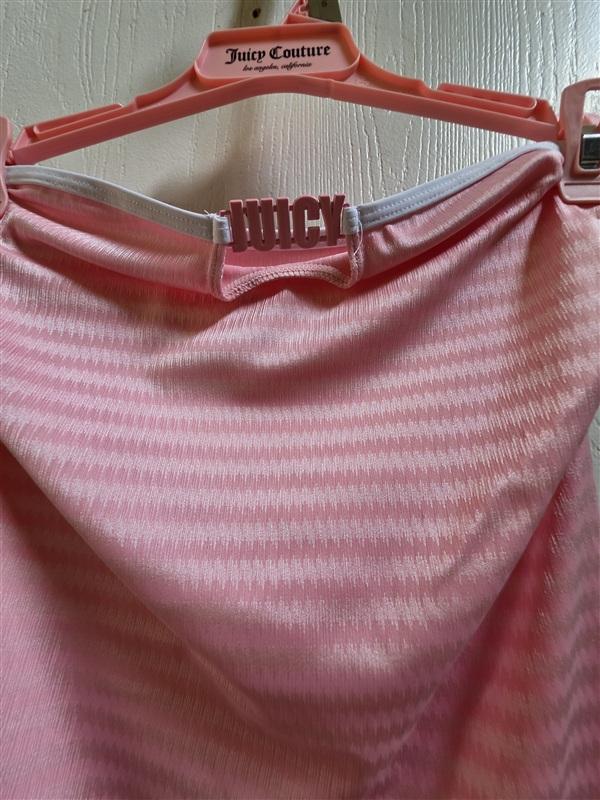 NWT Juicy Couture M Logo Pink Chevron Stripe Mini Club Bandeau Dress 135852