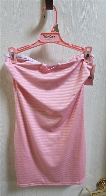 NWT Juicy Couture M Logo Pink Chevron Stripe Mini Club Bandeau Dress 135852