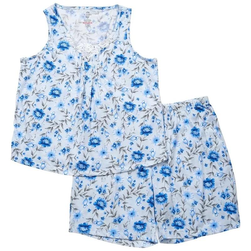 NWT Sophia by René Rofé Small Blue Floral Bermuda Pajama Set 135857