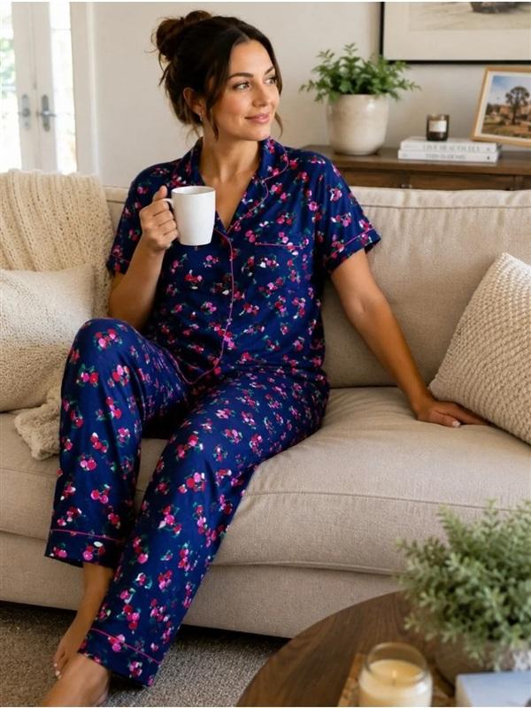NWT Kate Spade SM Sweet Cherry Notched Collar Pajama Top & Bottom 135859