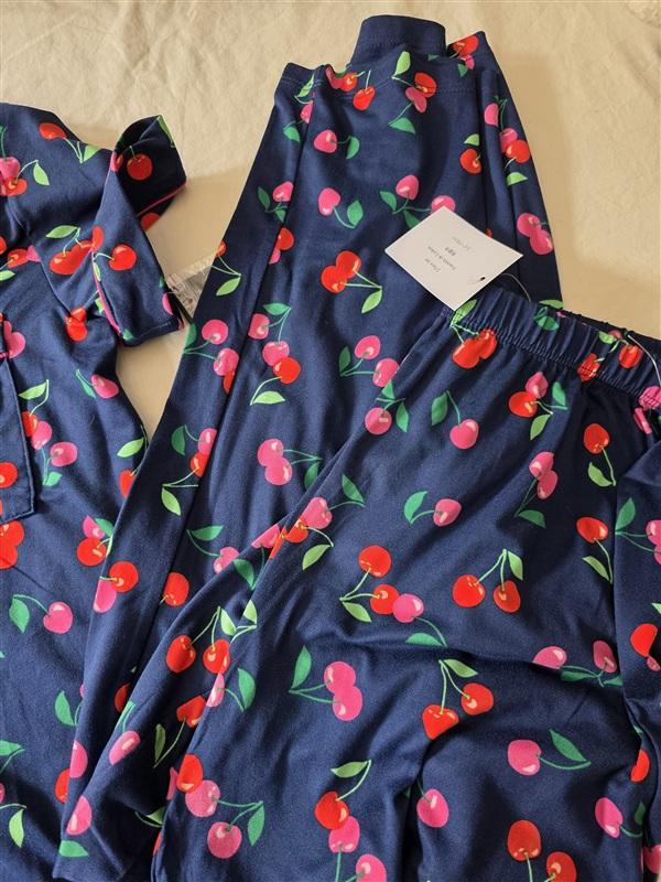 NWT Kate Spade SM Sweet Cherry Notched Collar Pajama Top & Bottom 135859