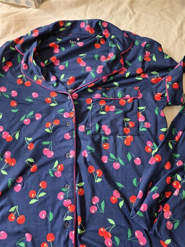 NWT Kate Spade SM Sweet Cherry Notched Collar Pajama Top & Bottom 135859