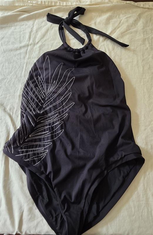 NWT Jantzen 16 Forest Blast Solid High Neck One Piece Black 135869