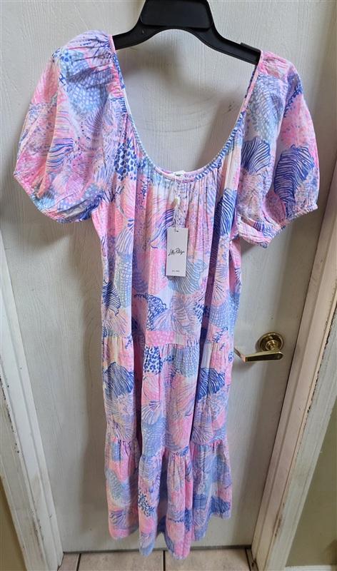 NWT Lilly Pulitzer S Zemini Maxi Cover Up Roar of the Seas Pink Blue 135871