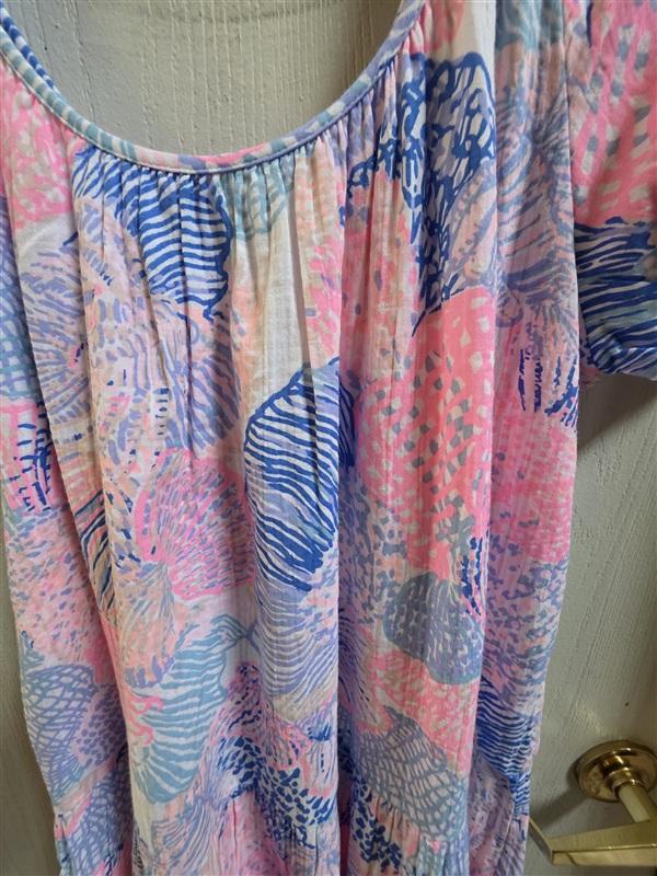 NWT Lilly Pulitzer M Zemini Maxi Cover Up Roar of the Seas Pink Blue 135872