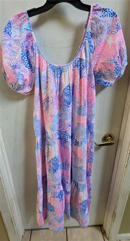 NWT Lilly Pulitzer M Zemini Maxi Cover Up Roar of the Seas Pink Blue 135872