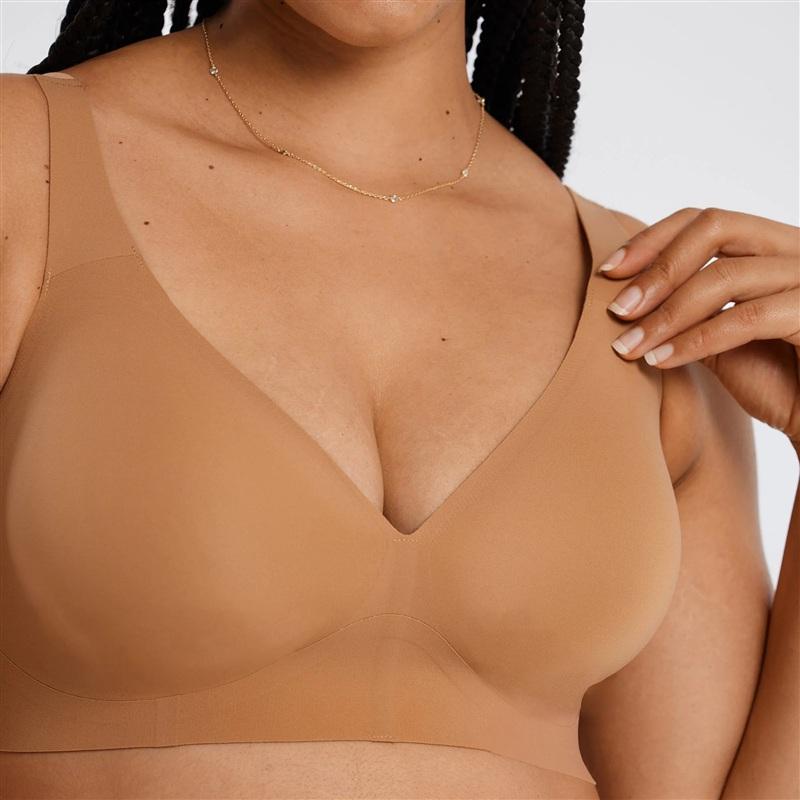 NWT Evelyn Bobbie LG The Starlette Plunge Beige Wirefree Bra 135875